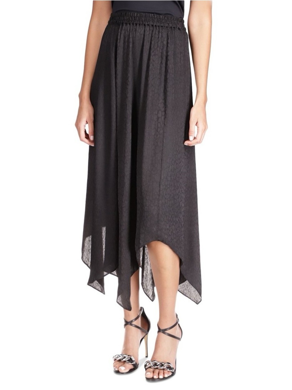 Michael Kors Women's Cheetah-Print Handkerchief-Hem Skirt Black XL